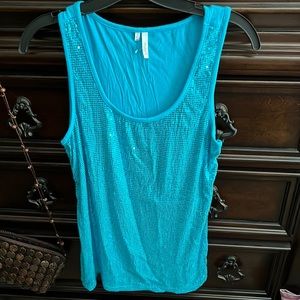 Studio Y turquoise sequined tank top